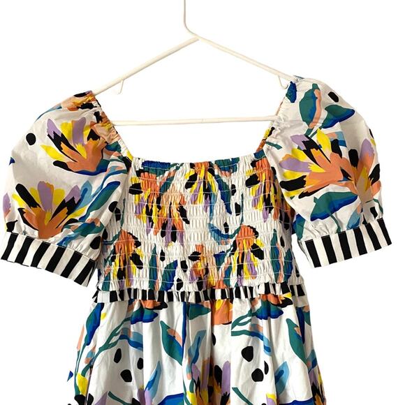 Crosby by Mollie Birch Island Lilies White Black Dress with Pockets size small - Picture 6 of 9